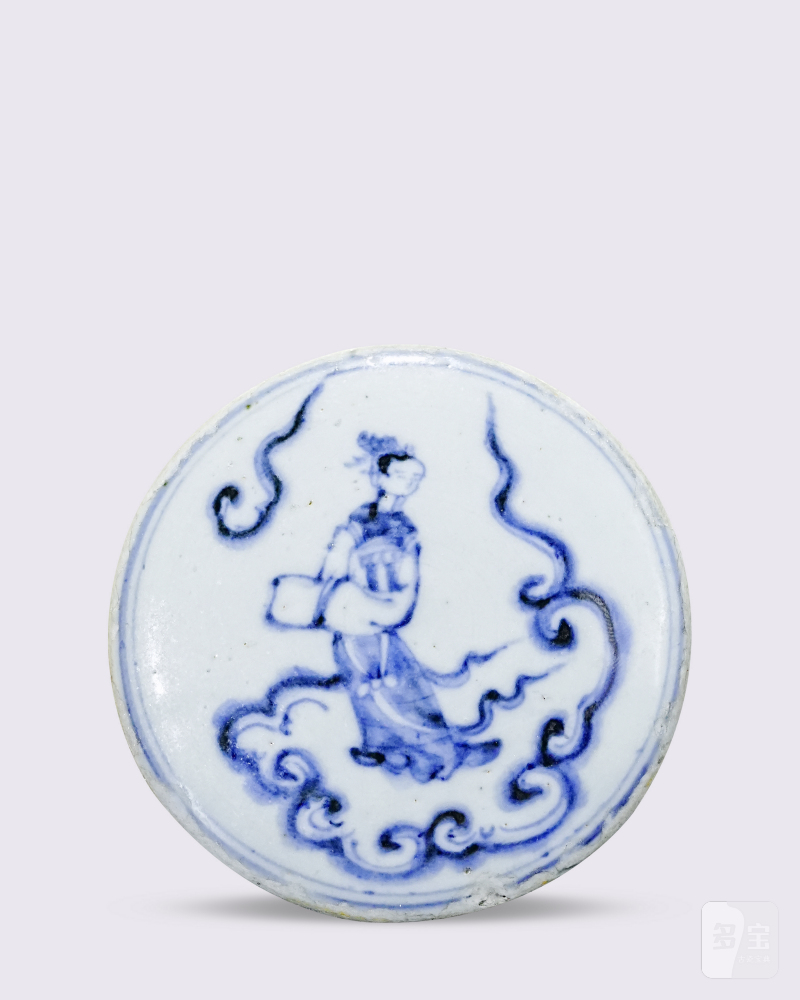 明中期 青花人物镇纸